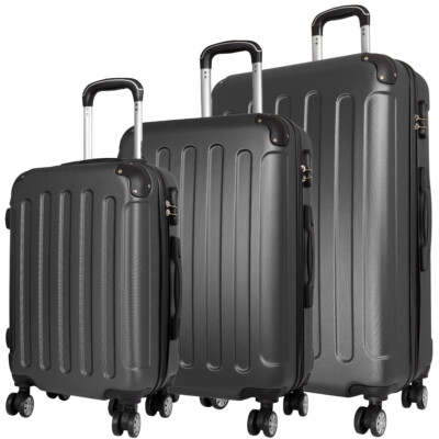 ABS Hartschale Koffer Trolley 4 Rollen Teleskopstange Anthrazit Reisekoffer