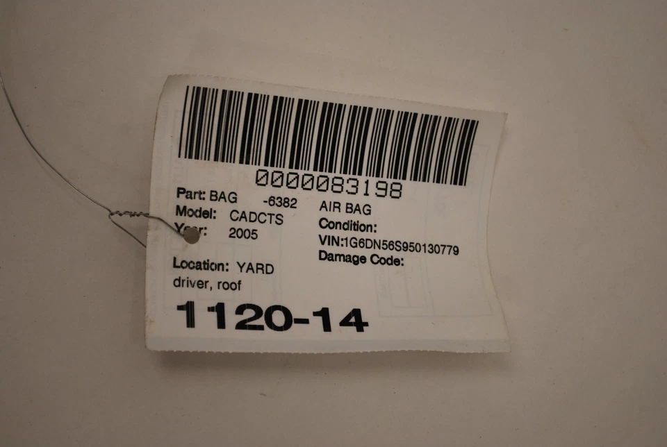 2003-2007 CADILLAC CTS LEFT DRIVER SIDE UPPER ROOF CURTAIN HEAD AIR BAG SRS OEM - Image 4 of 4