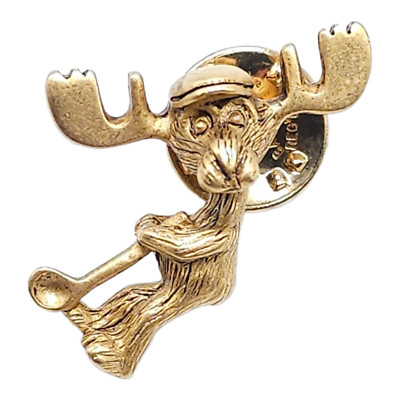 Markie Moose Marked Golfer Elliot Schwab Tie Lapel Pin Gold Tone Vintage