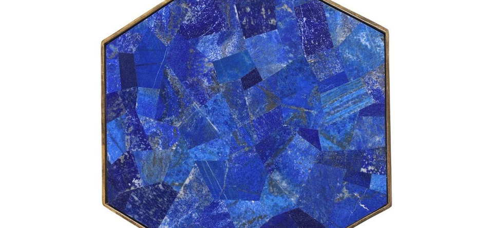 Lapis Lazuli Hexagon Table Top, Blue Stone Coffee Table, Marble Inlay Table Déco - Image 2 of 3