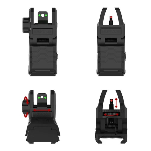 Foldable Iron Sights Flip-up Front and Rear Sight Fiber Optics Dual Aiming New - Picture 7 of 14