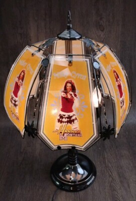 1990s Hanna Montana Miley Cyrus Yellow Glass Touch Table Lamp 23'' Rare Read Desc