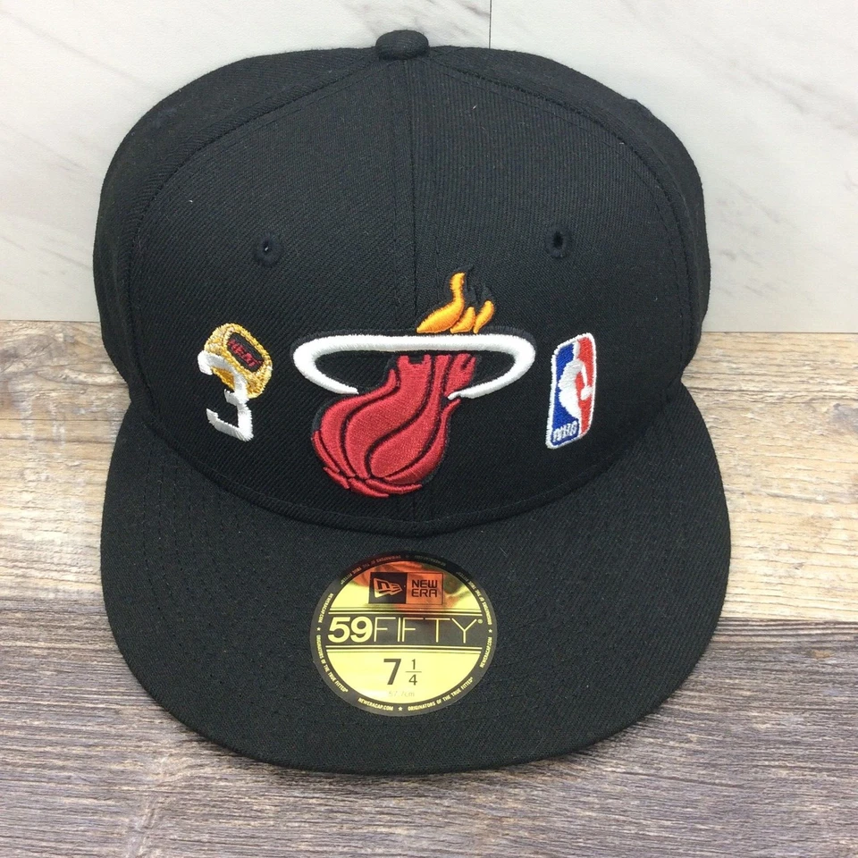 New Era Miami Heat 59FIFTY Count The Ring Fitted Hat Cap Hat Size 7 1/4 - Image 2 of 4