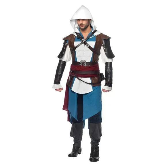 Fantasia Ezio Assassins Creed Masculina Luxo Cosplay