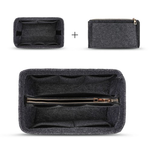 Cartera de fieltro bolso organizador puntera inserción multi bolsillo bolsa de almacenamiento en bolsa modeladora - Imagen 60 de 62