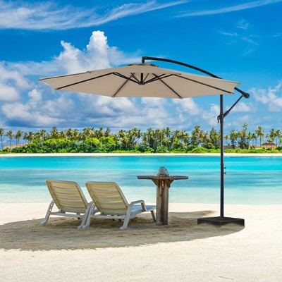 9 foot outdoor umbrella, patio table umbrella with button tilt and crank