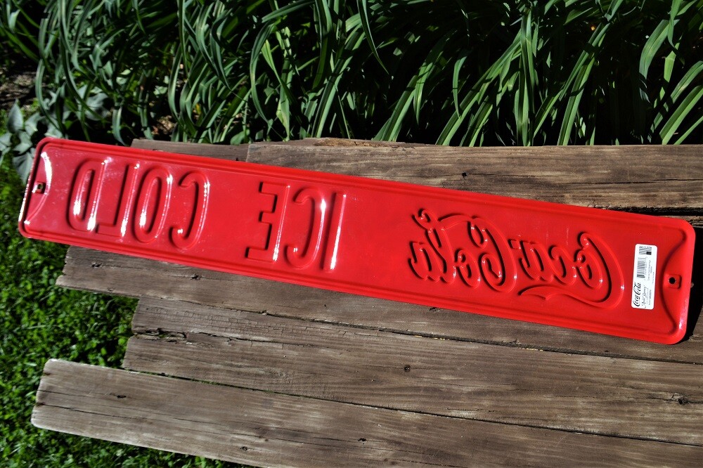 Ice Cold Coca-Cola Embossed Metal Steel Street Sign