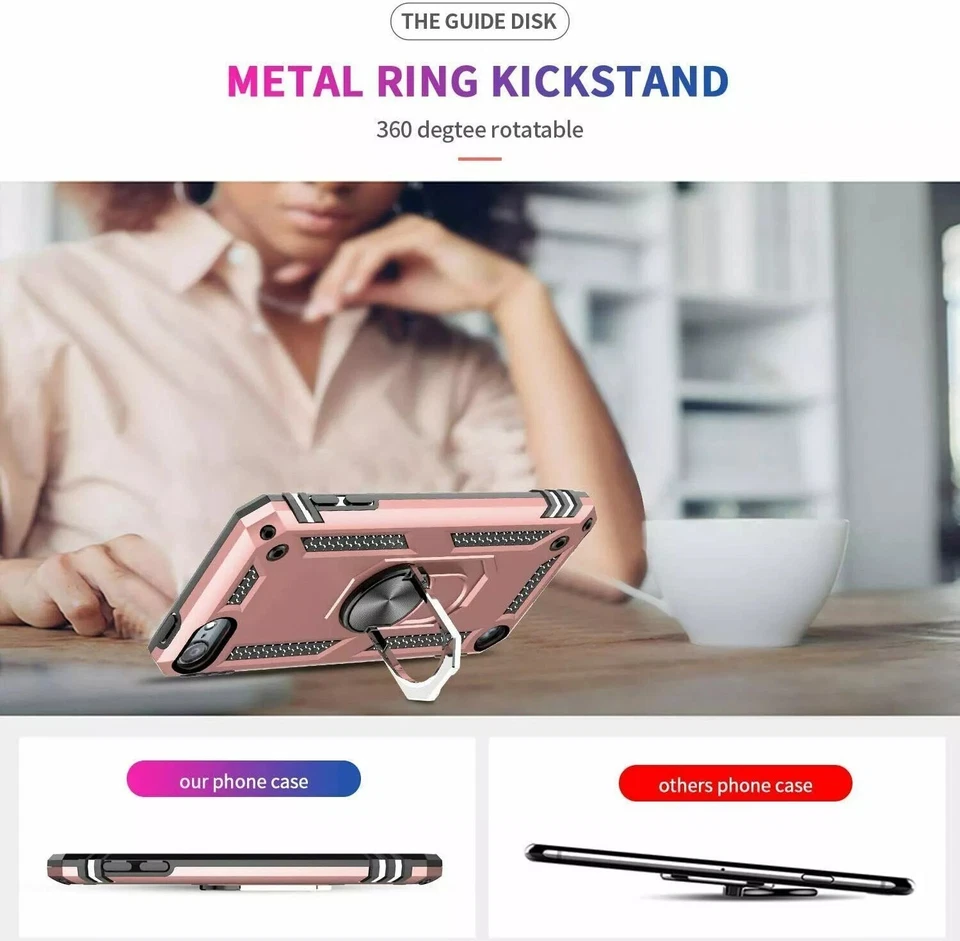 Estuche resistente de doble capa 360° anillo giratorio soporte para iPod Touch 7 6 5to Foto 3 de 4