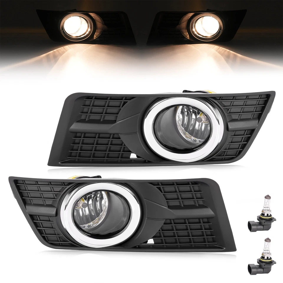 Pair Fog Lights w/Bezel Bumper Lamp Cover For Cadillac SRX 2010 - 2016 2015 Foto 2 de 4