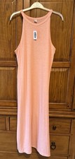 NEW Old Navy High Neck Sleeveless Ribbed Dress Sugared Coral Large Salmon Pink