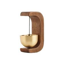 1pc Wooden Copper Wind Bell Magnetic Hanging Home Door Reminder Ornament - NEW