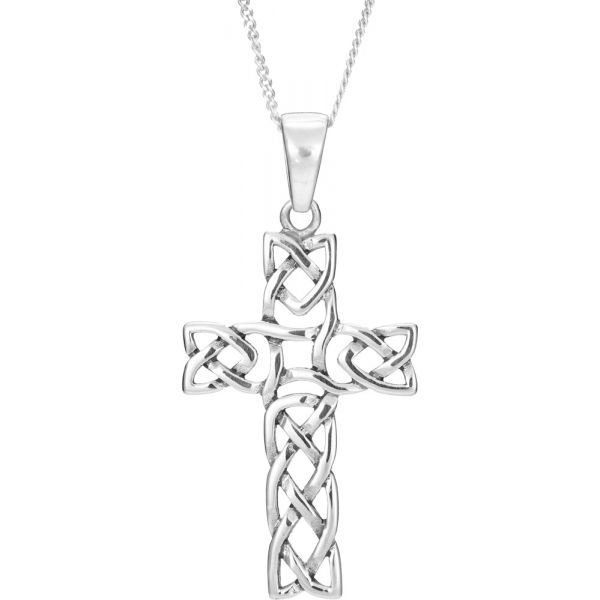 Sterling Silver Open Celtic Weave Cross