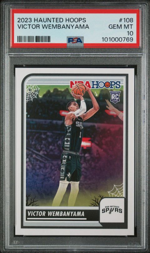 Graded 2023 Panini Haunted Hoops Victor Wembanyama #108 Rookie RC Card PSA 10