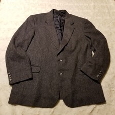 Vintage Tweed 44L Herringbone 100 Wool Blazer Jacket Sport Coat Business Career
