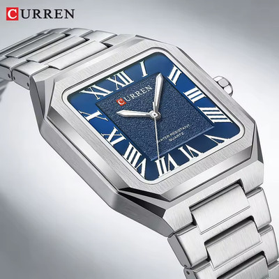   CURREN Square Watch Roman Numerals Japanese Quartz Edelstahl Luminous New  