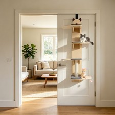 Cat Door Hanger 4-tier Door Hanging Cat Climber 150cm Cat Tree Tower Solid Wood