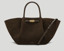 Borsa tote Demellier New York Midi in camoscio marrone nuova autentica prezzo consigliato £ 575