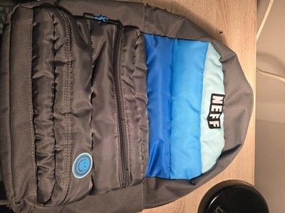Neff Backpack - Grey/Blue - Rare Travel School  15'' Laptop Zipper Bag Retro  New
