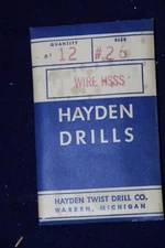 F36 -Hayden Drill Bits Numbered Sizes # 25-#80; 1/32"; 1/64"  (PKG of 1 - 3 doz)