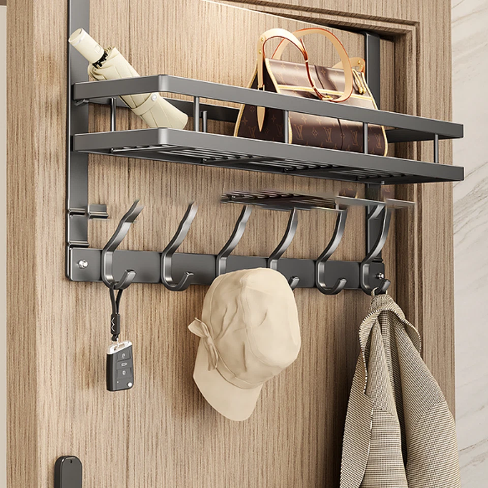 Металлический над дверью 6 крючков пальто полотенце одежды сумка вешалка стойка органайзер для ванной - Изображение 2 из 4