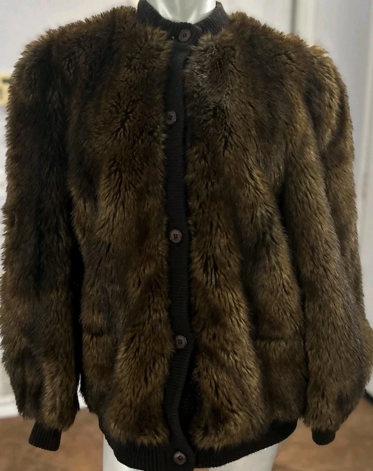 Abrigo De Colección Lilli Ann Marrón Imitación Piel Chaqueta Mediana/Grande Bohemia Chic Rock Lujo Foto 2 de 4