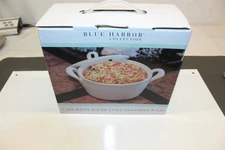 Vintage Blue Harbor Round Casserole With Lid 1.5 QT White Linen Color 