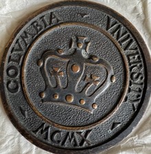 Antique 1910 Columbia University NYC Medal Bronze  Paperweight Very Rare