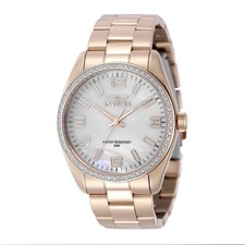Invicta Women's Analog Dress Watch White Dial Rose Gold Bracelet 50m Box