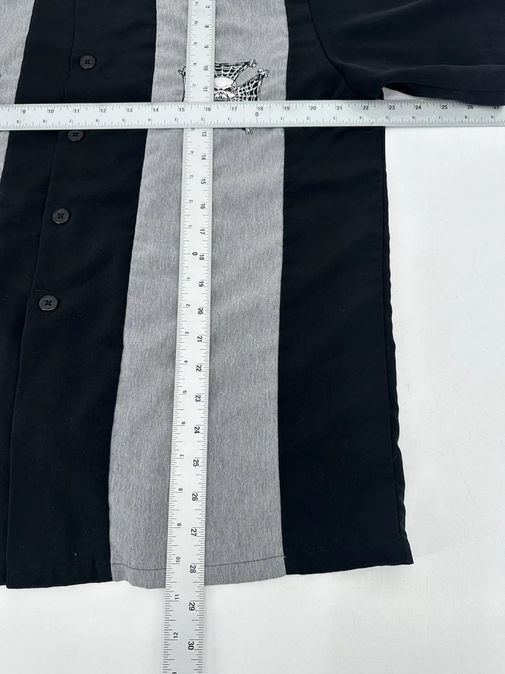 Camisa negra cromada águila para motocicleta manga corta abotonada para hombre talla M calavera Foto 4 de 4