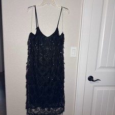 Zenobia Women’s Black Sequined Cocktail Midi Dress, 3XL
