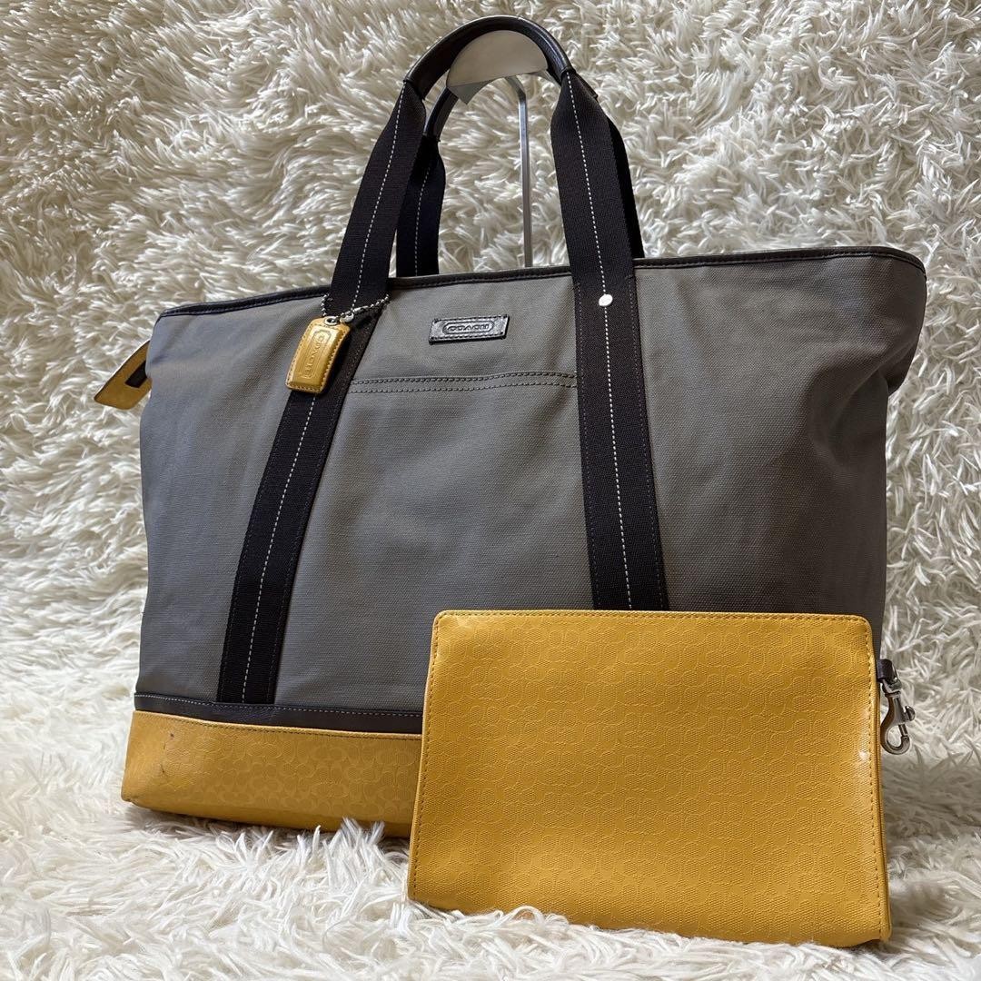 Coach F70832 Weekend Tote Bag Beige Canvas Authentic