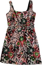 Mini abito donna rosa Milly fiori selvatici taglia 2 floreale scollo a U festa