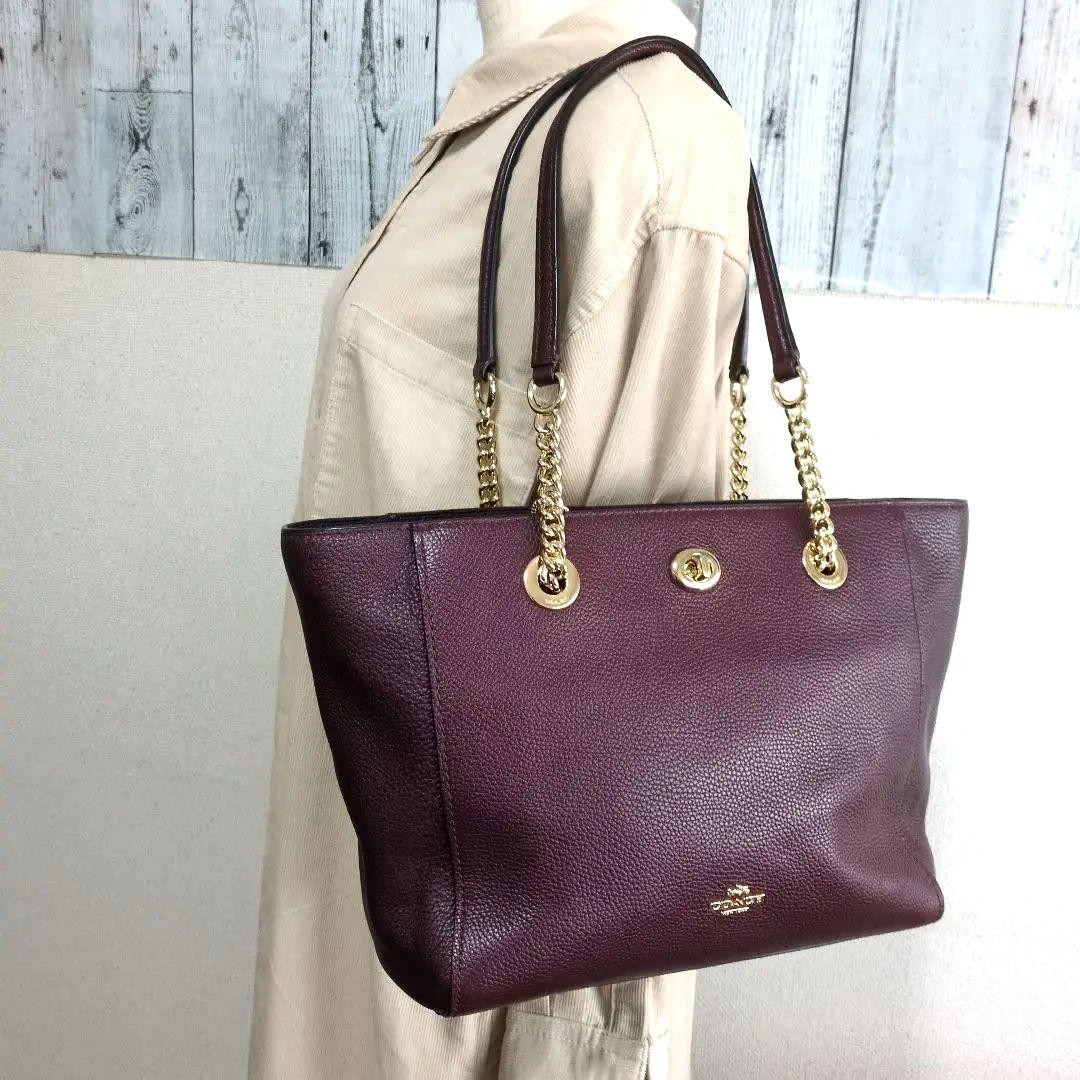 COACH Genuine Leather Tote Shoulder Bag for Women - Stylish & Spacious