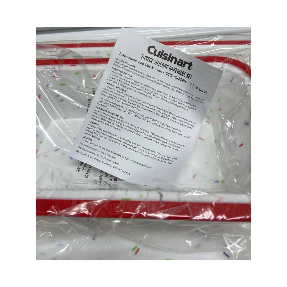 Cuisinart 2 Piece Silicone Bakeware Set Red White Sprinkles Look  Cake Loaf NEW - Image 4 of 4
