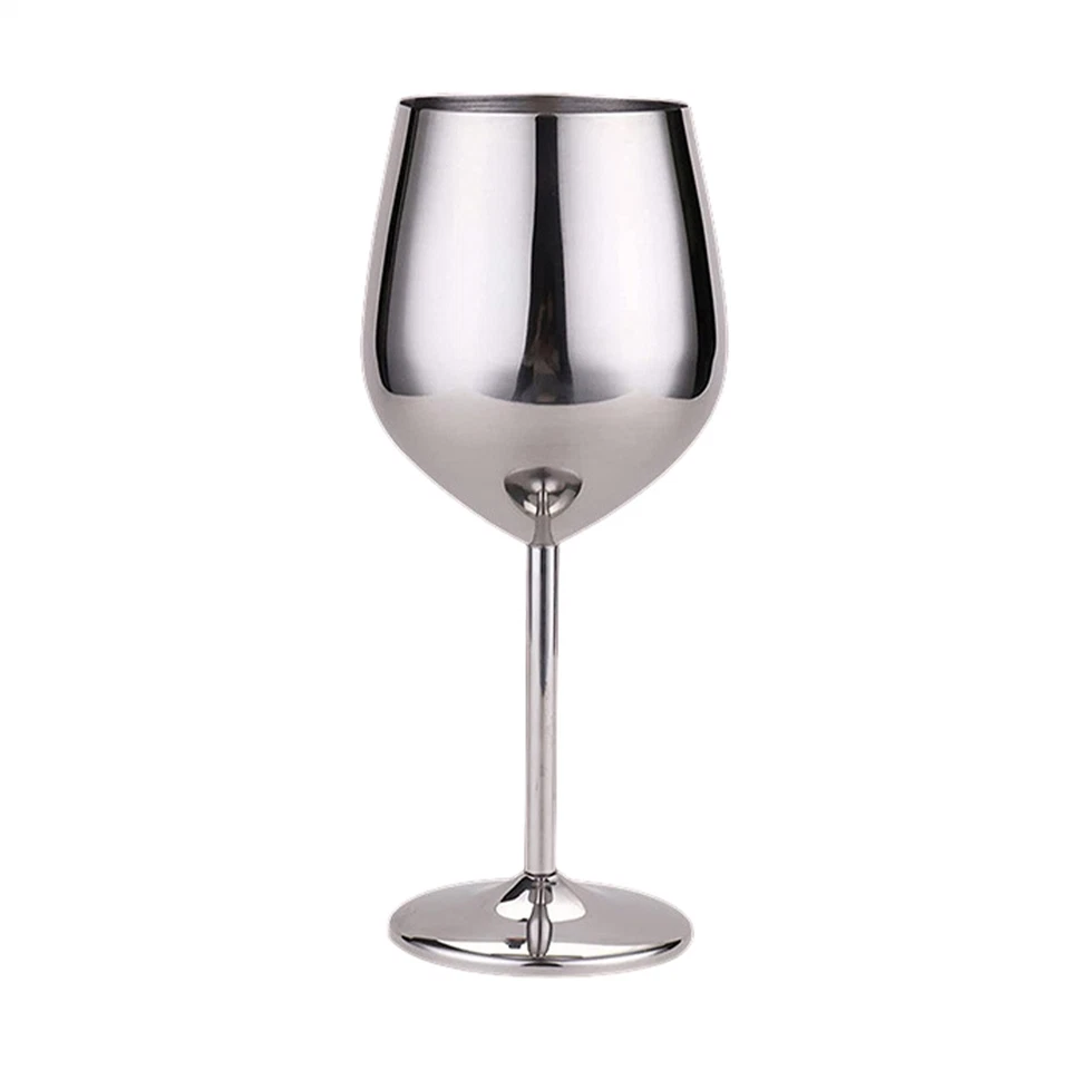 Stainless Steel Wine Glass Metal Stemmed Wine Goblets Smooth Mouth Stemmed - Image 4 of 4