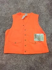 Filson Cruiser Vest Men Size 46 Blaze Orange Hunting Safety USA Snap Front NWT