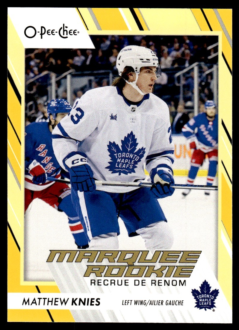 2023-24 O-Pee-Chee Yellow Rookie Matthew Knies Rookie Toronto Maple Leafs #573