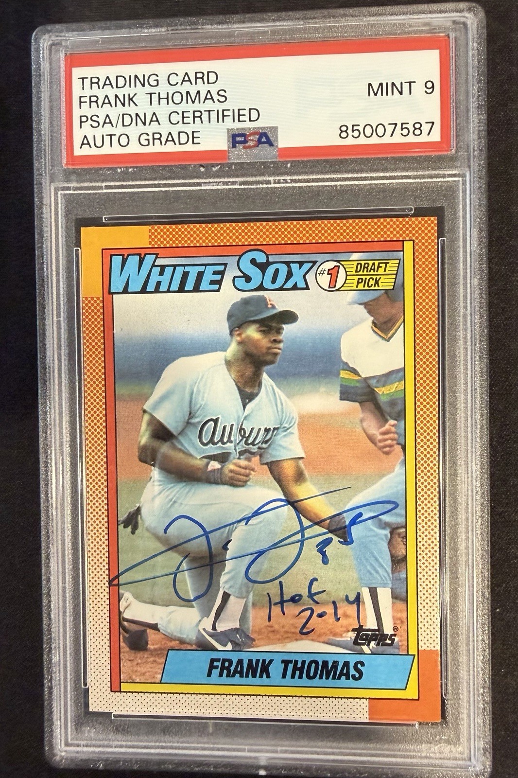 Frank Thomas Signed Autograph 1990 Topps #414 PSA 9 Auto White Sox Rookie RC