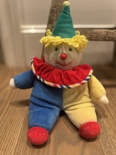 Vintage Eden Toys Musical Wind-Up Clown Plush Color Bleed Red Nose Creepy IT 80s