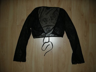 Schwarzes transparentes waschbares Jäckchen Gr. S/M ''Style'' mit Bindeverschluss