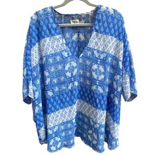 Show Me Your MuMu Shook Tunic Teacup Tulips Size Medium Blue Swim Cover Up Boho