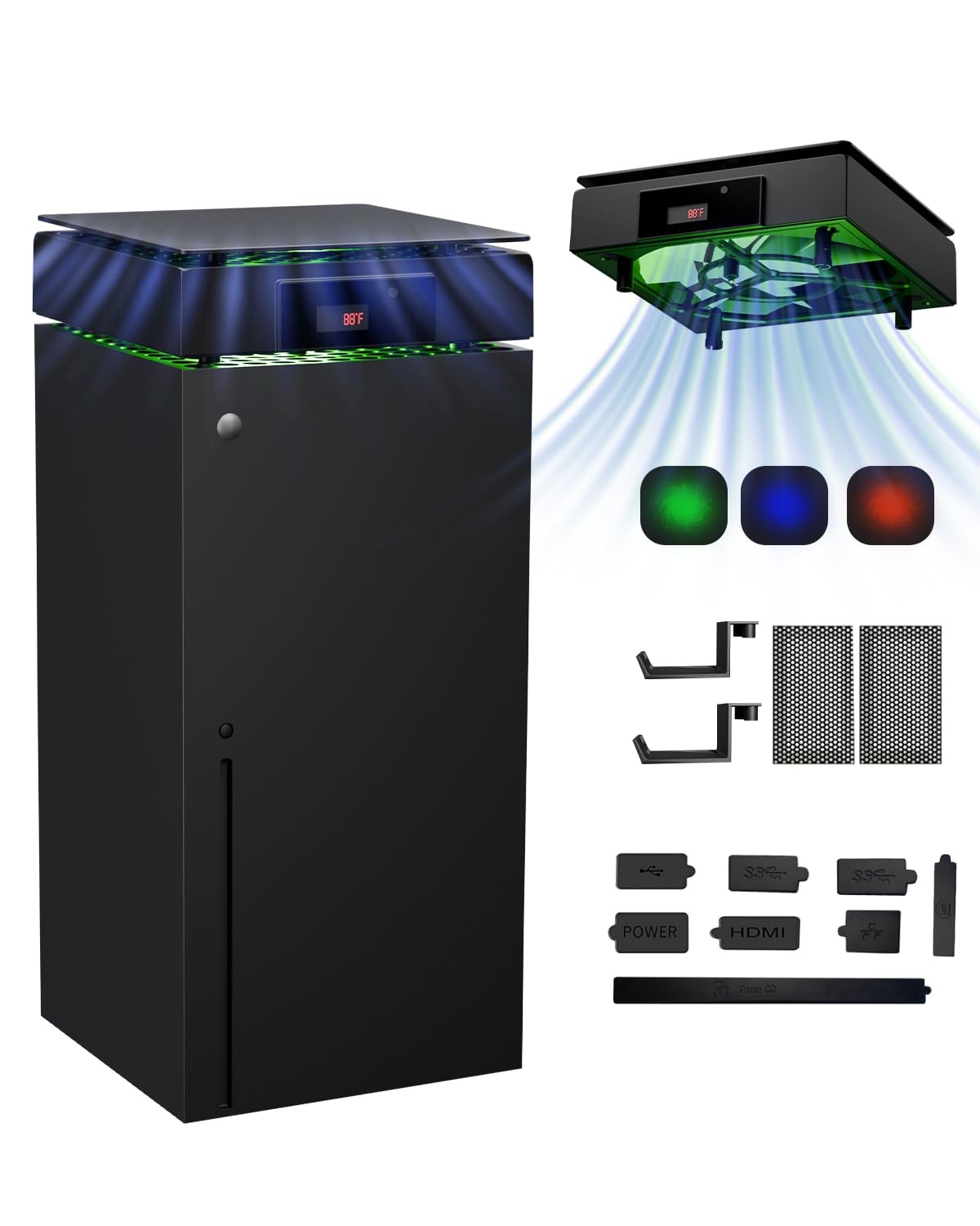 Ventola di Raffreddamento per Xbox Series X Controllo Automatico della Temperatura, 3Velocità, LED
