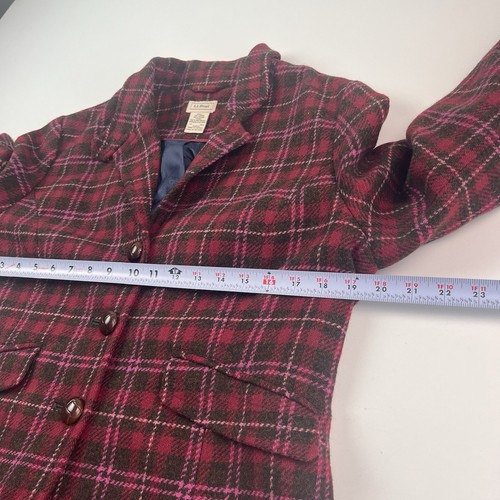 vintage LL Bean Wool Plaid Peplum Blazer Jacket 14 Tweed Preppy Heritage - Picture 7 of 11