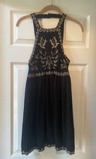 URBAN OUTFITTERS Black Embroidered Boho Dress-Size Small Petite
