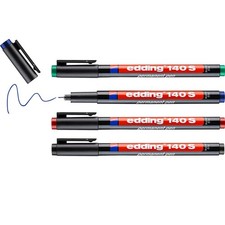 edding 140 S permanent pen - set of 4 - multi-coloured - round nib 0.3 mm - pen