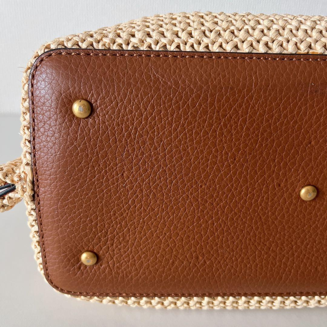 Valentino Garavani Rockstud Straw Tote 2Way Shoulder Bag Natural Brown thumbnail 6