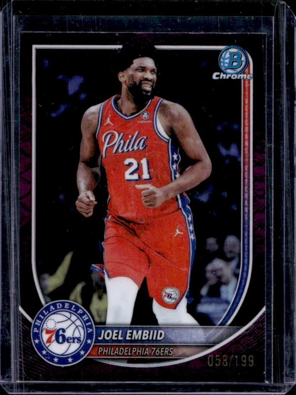 2025-26 Bowman Joel Embiid Chrome Reptilian Fuchsia Refractor #/199 76ers