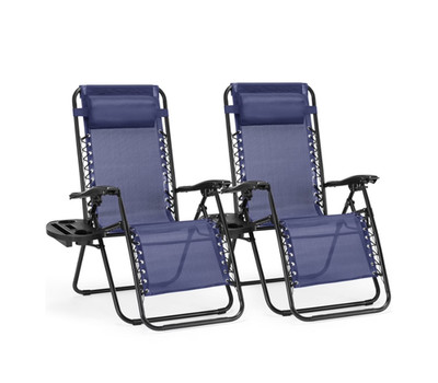 CONCETTA 2PCS Zero Gravity Patio Recliner, Textilene Folding Lounge with Adjusta