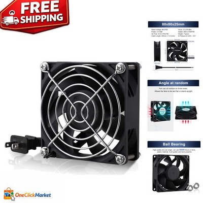 Powerful 80mm Brushless AC Axial Fan with 43.6 CFM Airflow - Dual-Ball Bearings