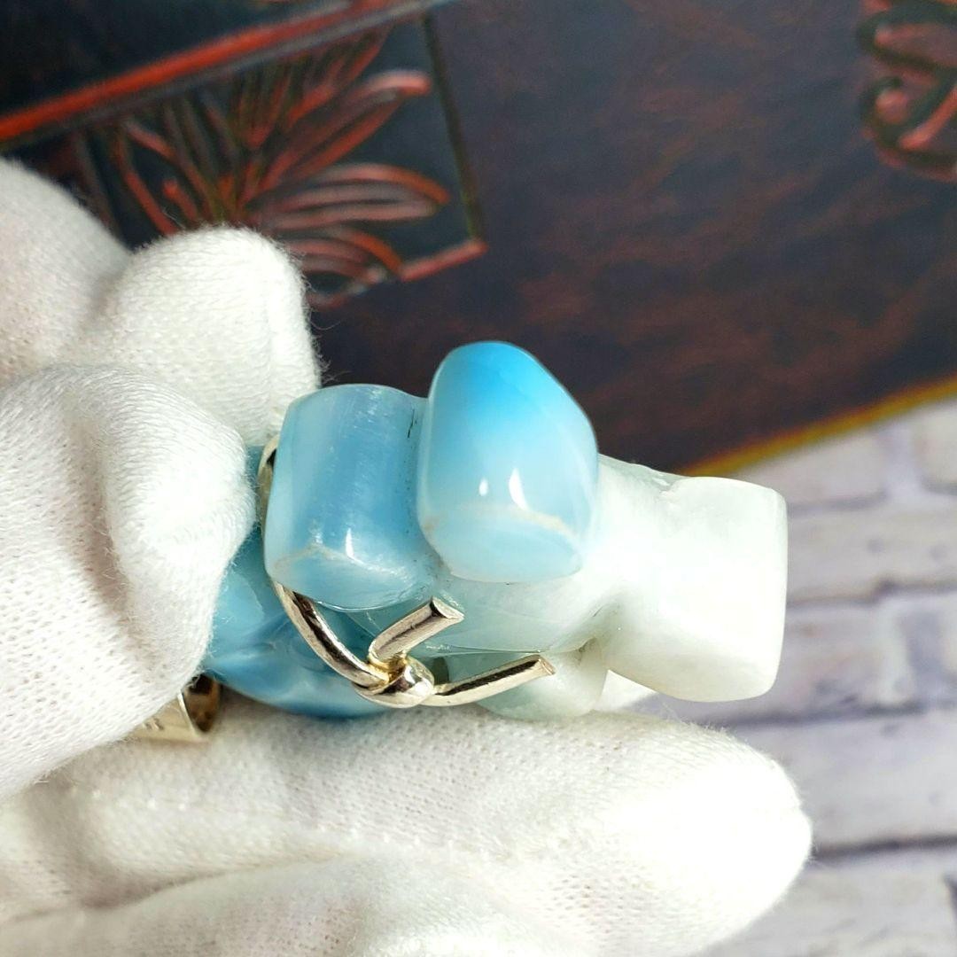 Larimar Bear Pendant Top Solid Silver 925 Blue & … - image 4